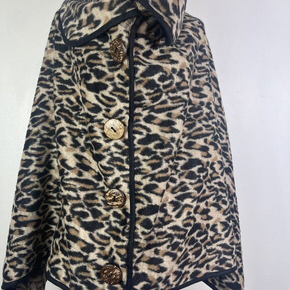 Leopard Animal Print Shawl Cape Kimono Poncho Wrap One Size Lagenlook Boho Cozy - Picture 2 of 14